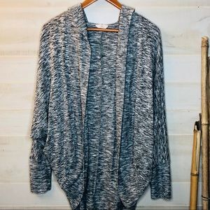 Hummingbird Wing Sleeve Slouchy Hooded Cardigan